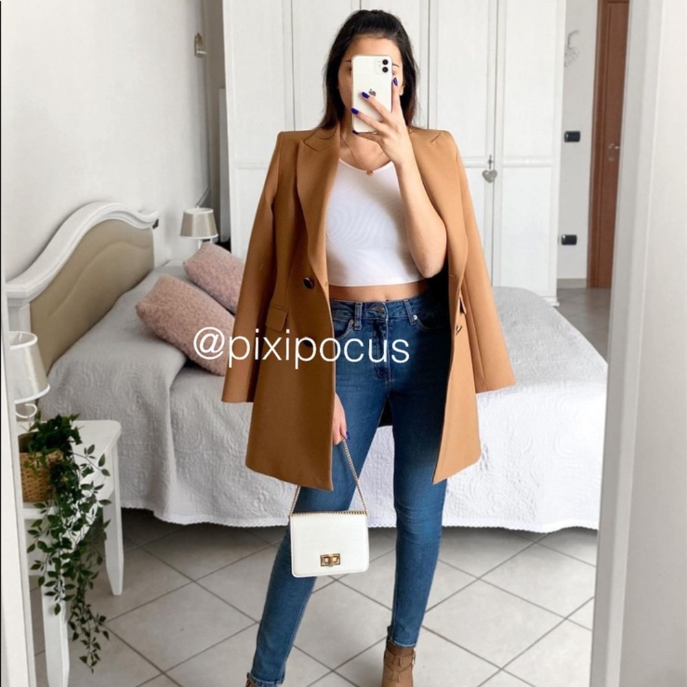 NWT Zara Double Breasted Frock Blazer Coat Camel - Picture 11 of 16